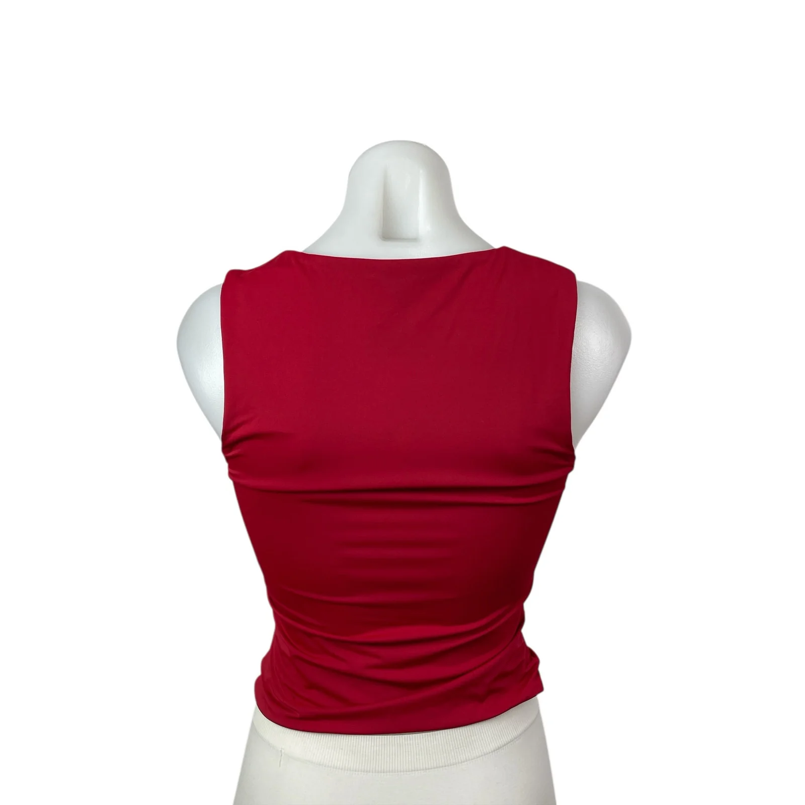 Princess Polly Women's Red Square Neck Sleeveless Slim Fit Crop Tank Top Size 6 - Image 4