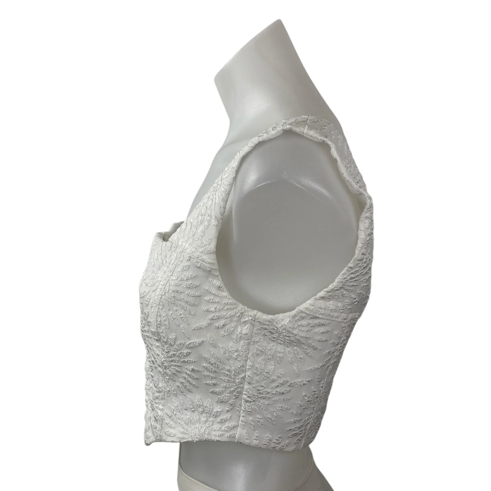 Princess Polly Women's White Corset Bustier Textured Sleeveless Cami Crop Top 6 - Image 3