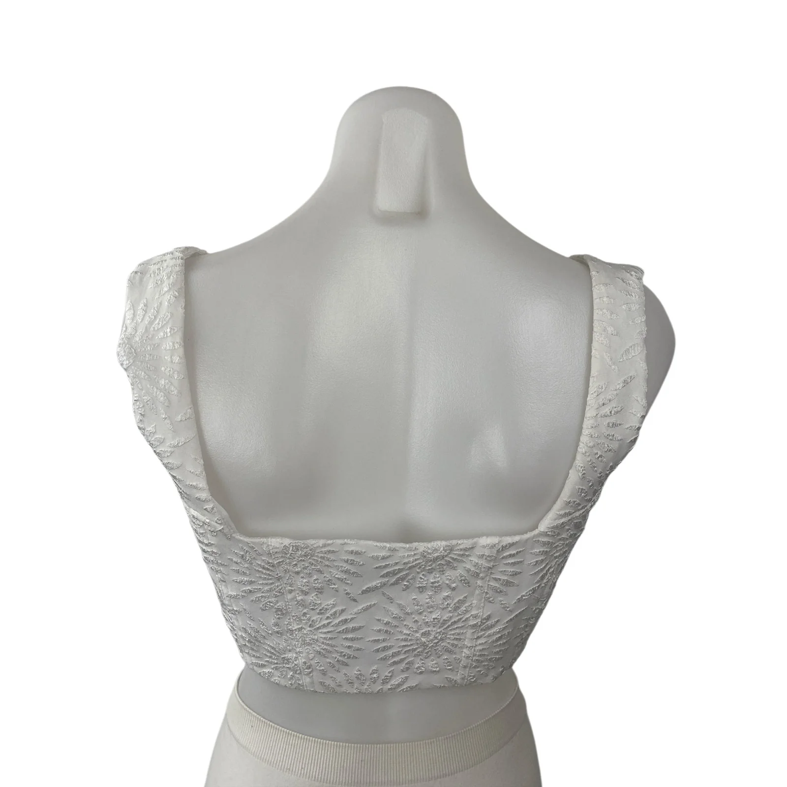 Princess Polly Women's White Corset Bustier Textured Sleeveless Cami Crop Top 6 - Image 4