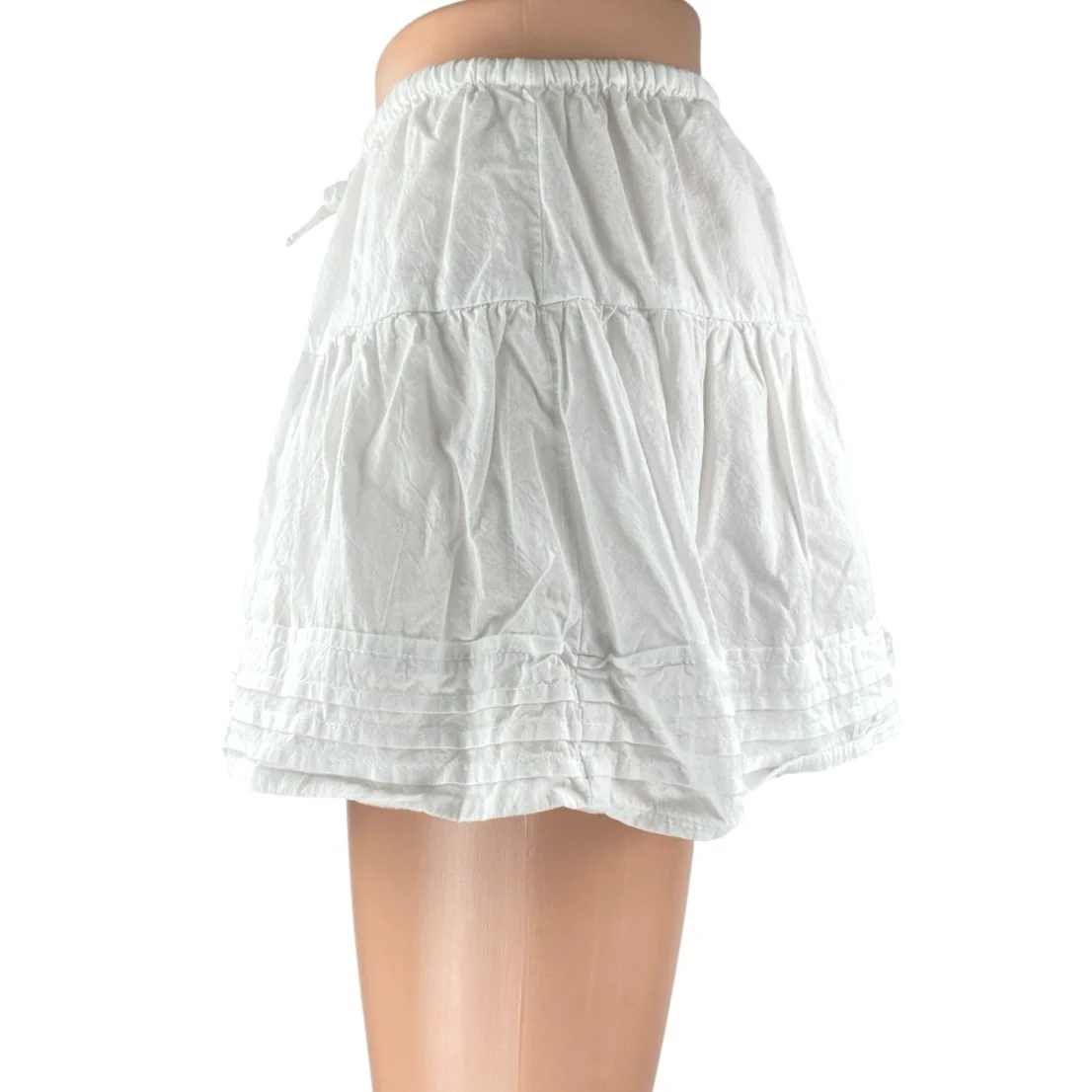 Princess Polly Women's White Pleated Tie Waist Tiered Mini A Line Skirt Size 2 - Image 2