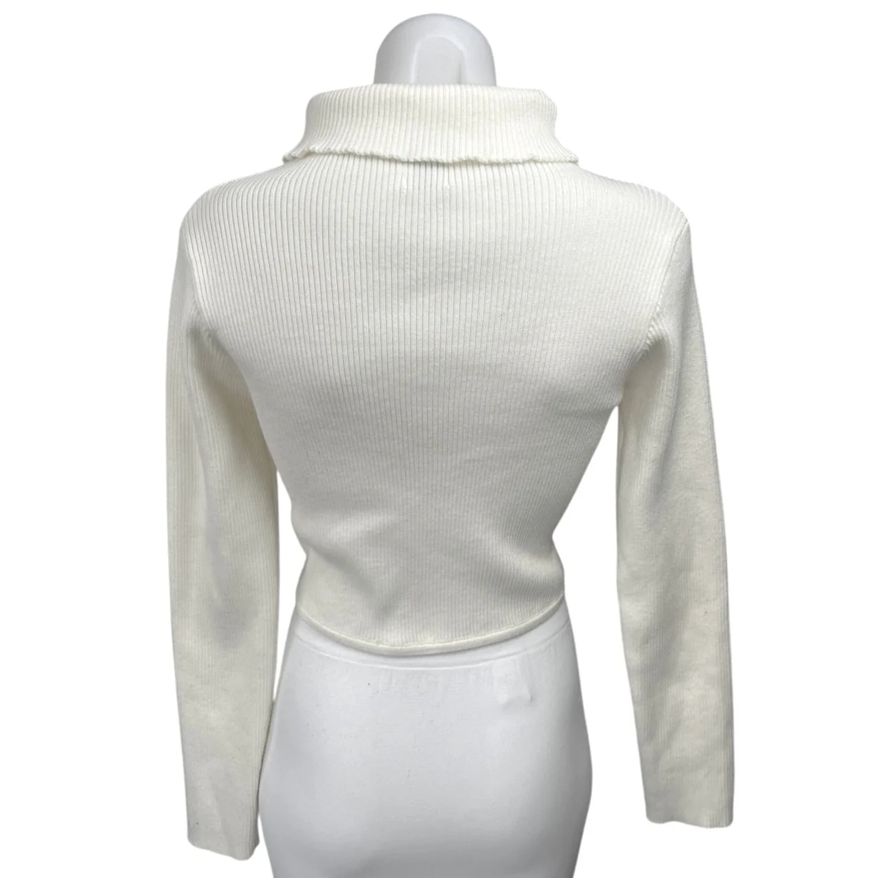 Princess Polly Women's White Turtleneck Rib Knit Long Sleeve Crop Sweater Top 8 - Image 2