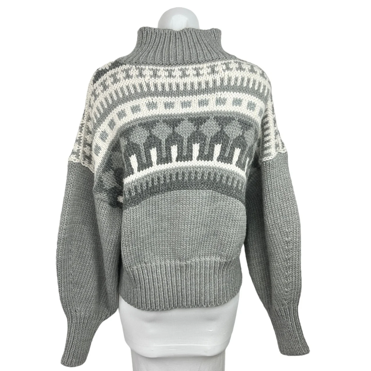 Pringle of Scotland x H&M Gray Fair Isle Mock Neck Knit Crop Pullover Sweater M - Image 2