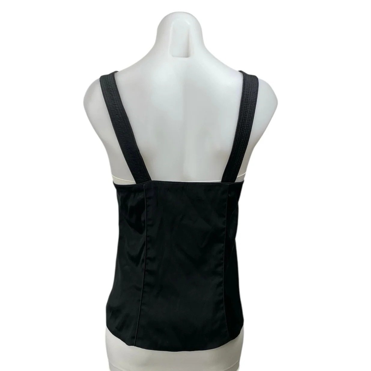 Proenza Schouler Womens Black Silk Satin Sleeveless Tie Scoop Neck Tank Top Sz 6 - Image 3