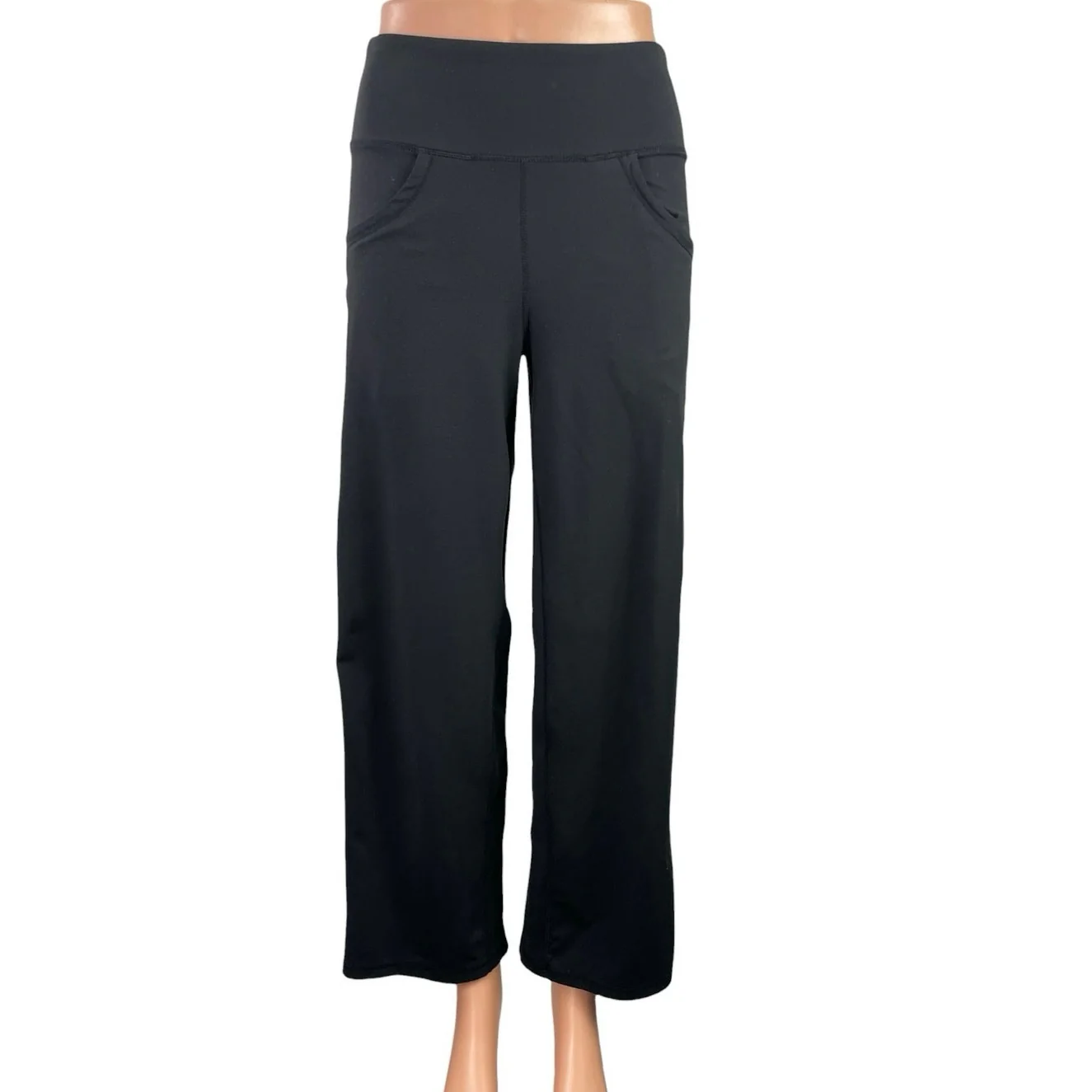 Promover Black High Rise Wide Leg Pocket Yoga Stretch Leggings Pants Size XS