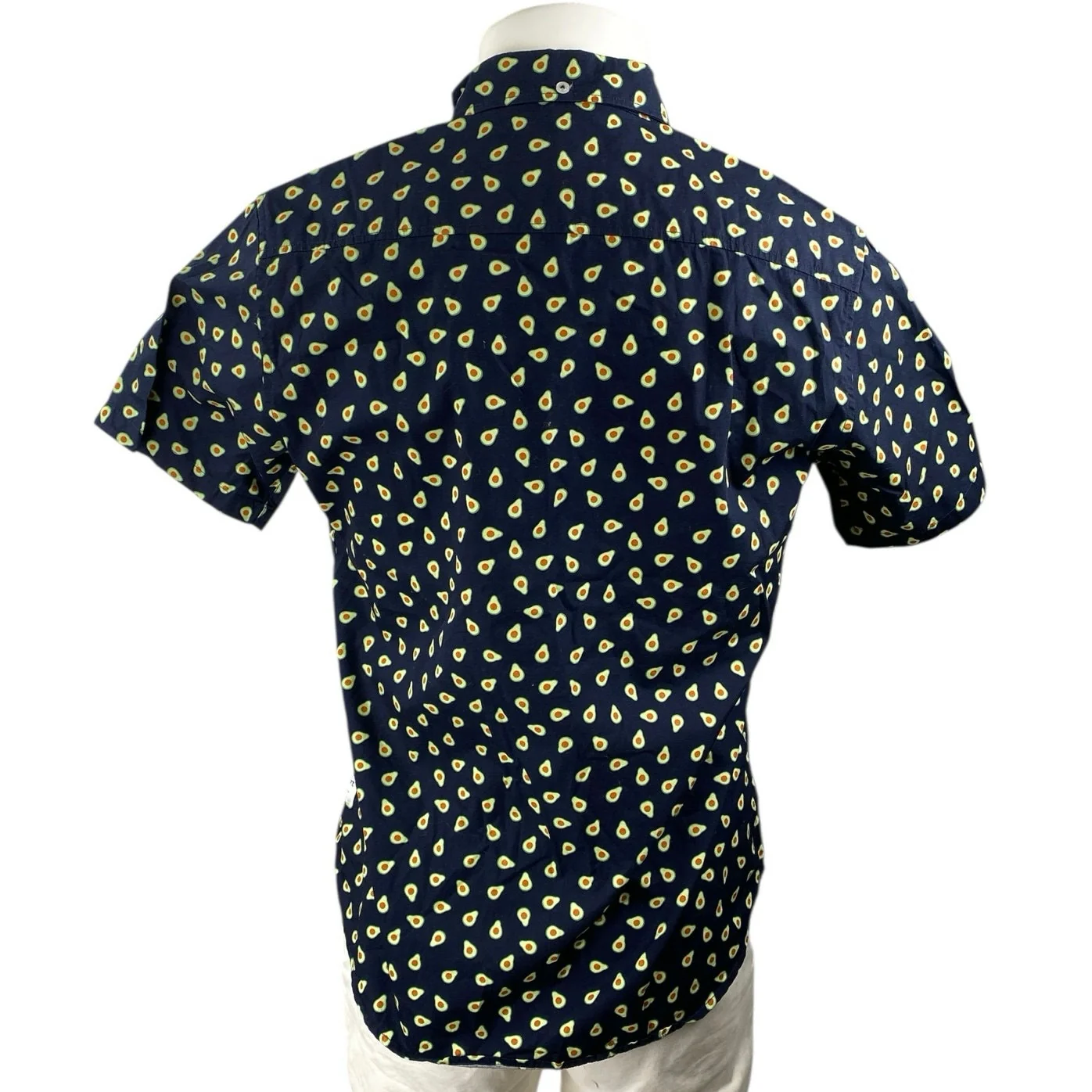Public Art Men's Navy Avocado Print Short Sleeve Button Down Shirt Top Size S - Image 2