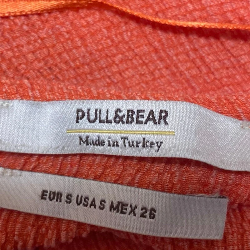Pull & Bear Coral Short Sleeve Textured Deep V Neck Henley Skater Mini Dress S - Image 3