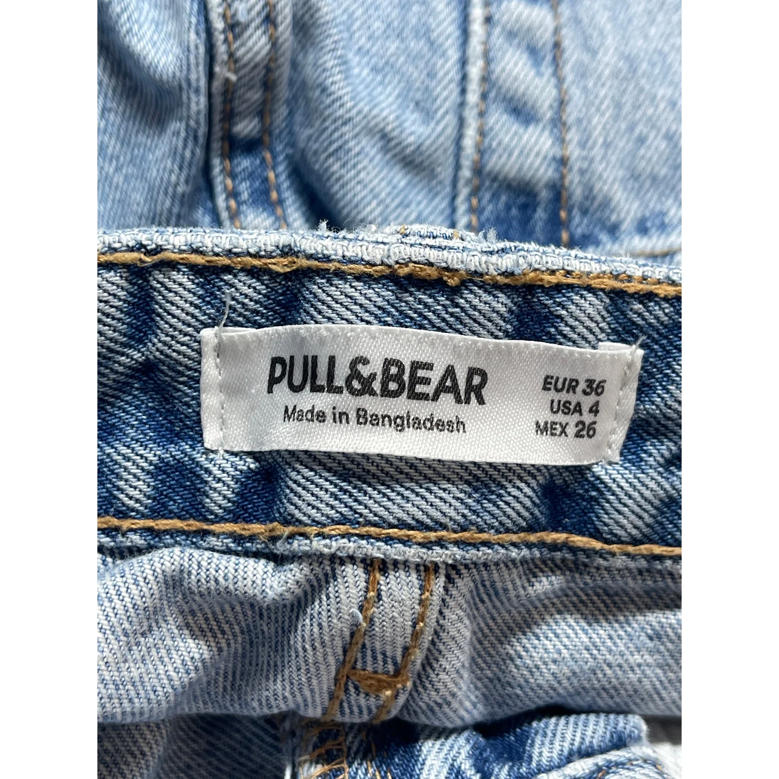Pull & Bear Women's Blue Medium Wash High Rise Straight Leg Denim Jeans Pants 4 - Image 3