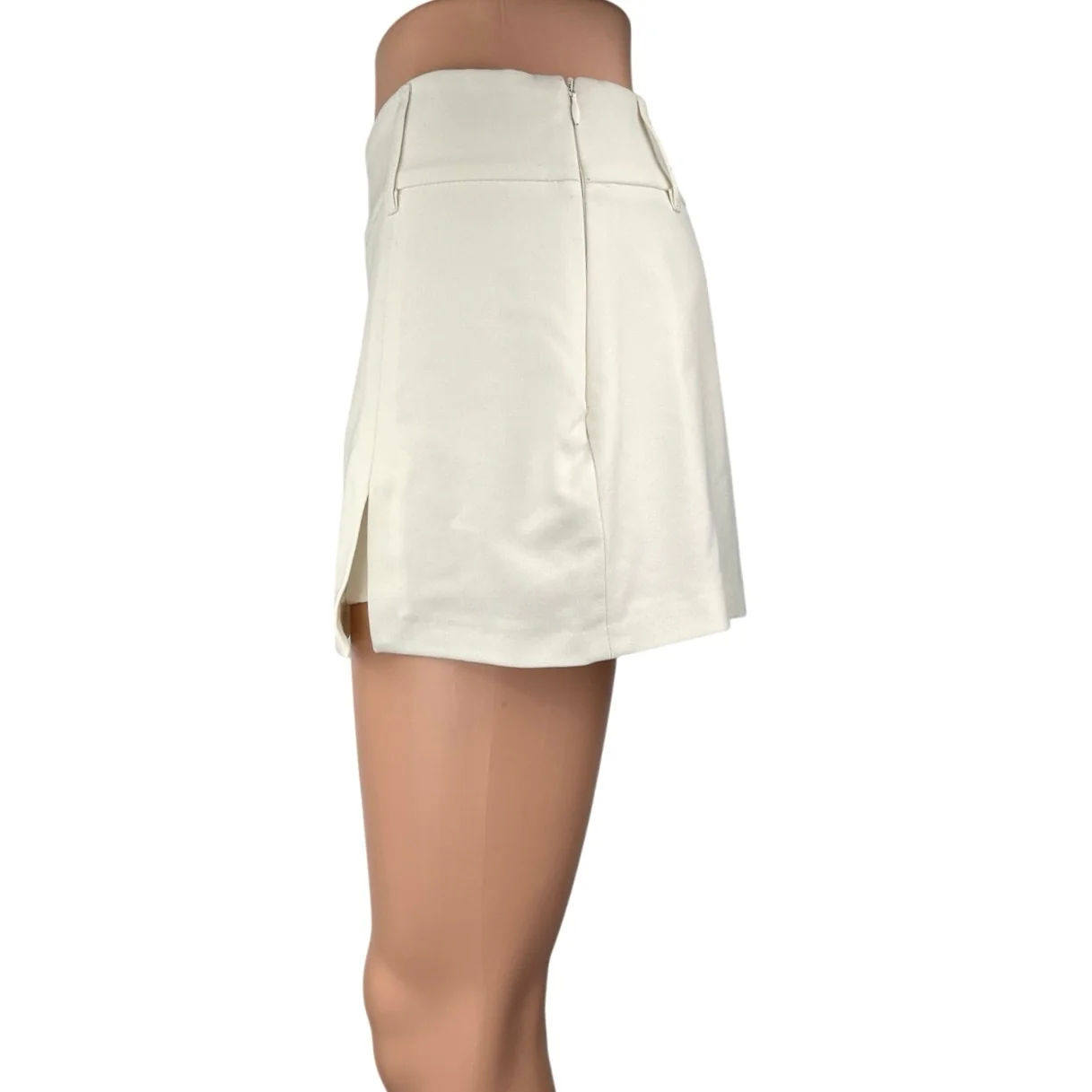 Pull & Bear Women's White Side Zip Slit Mini Straight Pencil Skirt Skort Size S - Image 2