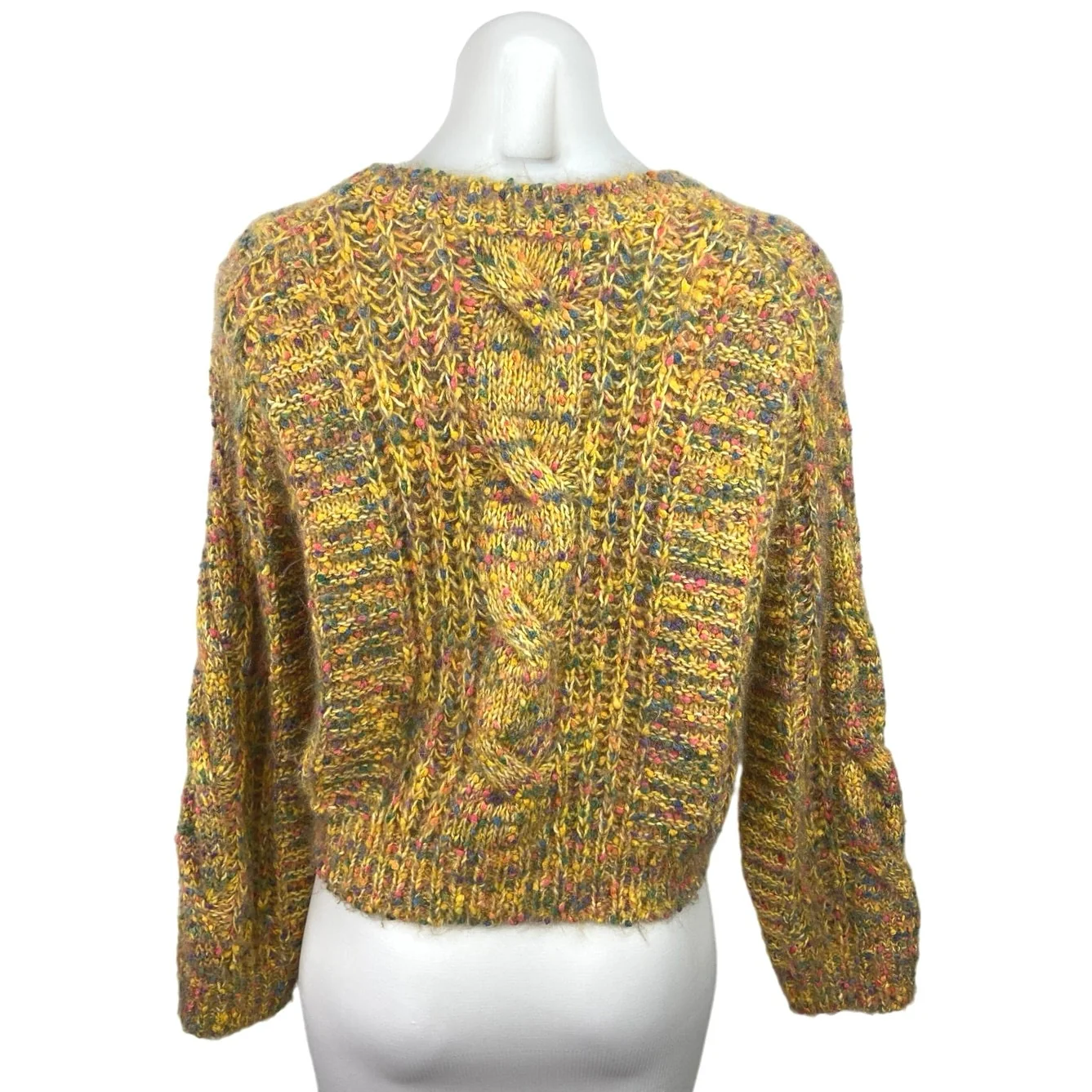 Pull&Bear Yellow Multicolor Crew Neck Long Sleeve Pullover Sweater Top Size M - Image 2