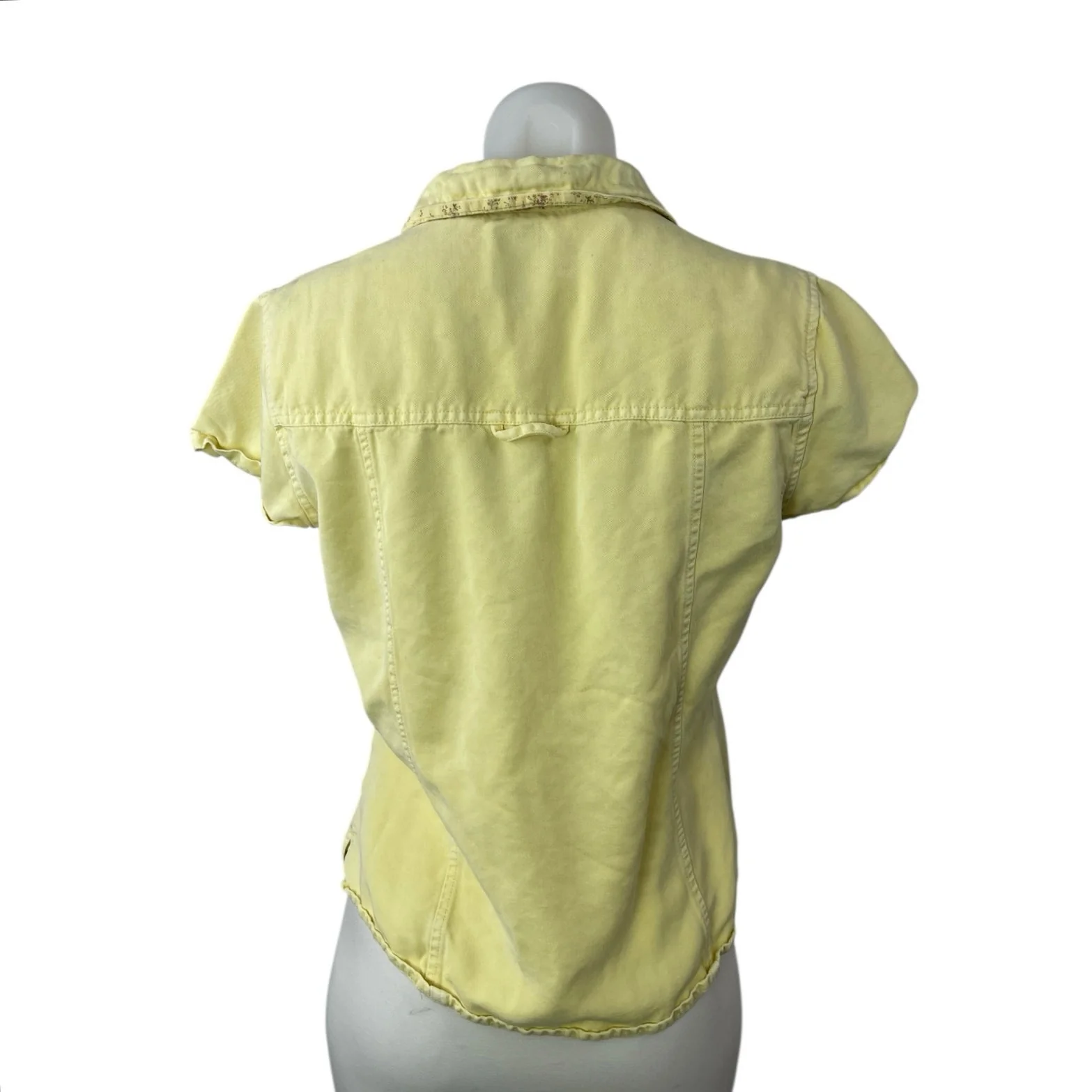 Pulp Women's Yellow Short Sleeve Y2k Slim Blouse Button Down Shirt Top Size S - Image 2