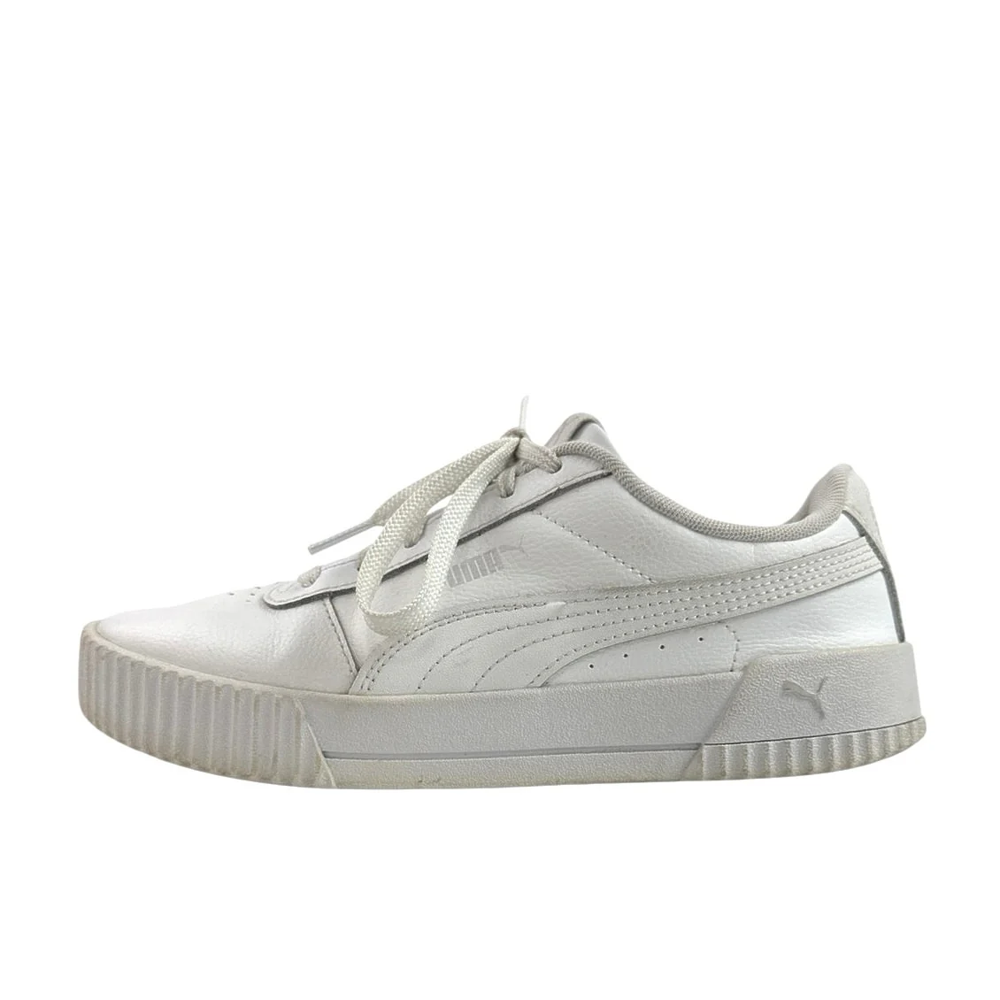 Puma Carina Women's White Leather Low Top Lace Up Athletic Sneakers Shoes Size 7