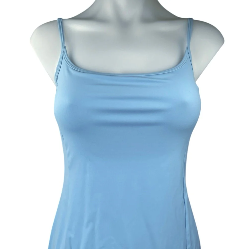 Qinsen Women's Blue Sleeveless Stretch Tennis Golf Built In Shorts Mini Dress S - Image 3