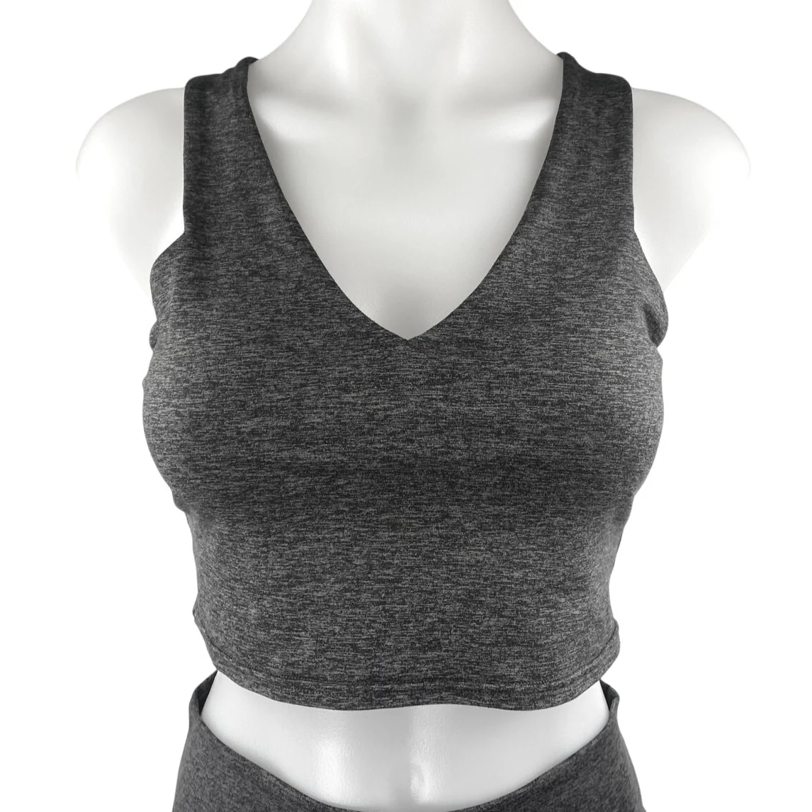 Quince Black Sleeveless Crop Top High Rise Biker Shorts Athletic 2 Pc Set Size M - Image 3