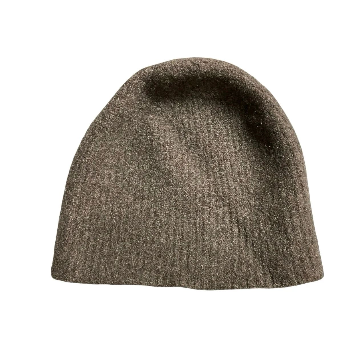 Quince Women's Brown 100% Cashmere Ribbed Knit Winter Snow Bonnet Beanie M/L