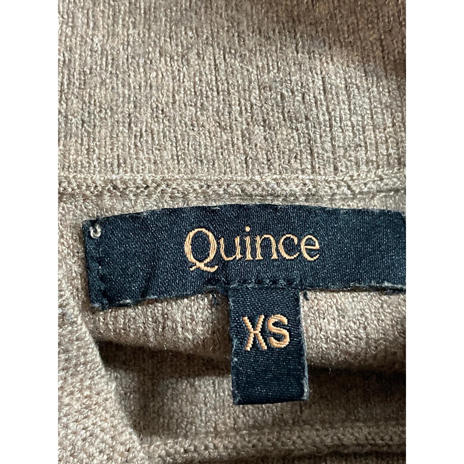 Quince Women's Tan Long Sleeve Mock Neck Knit Sweatshirt Sweater Top Size XS - Image 5