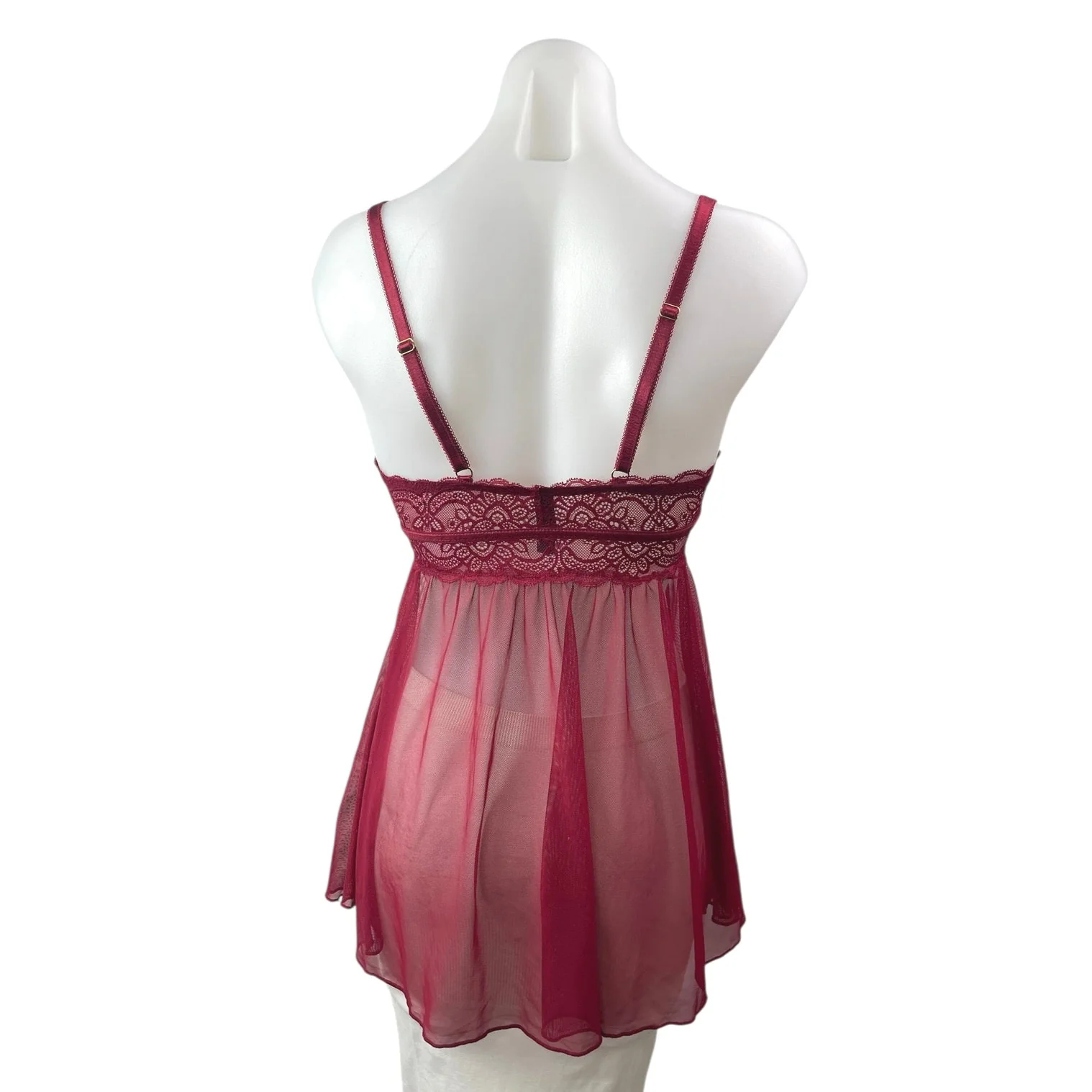 Rachel Roy Red Lace Sheer Sleeveless Cami Camisole Lingerie Evening Dress Size S - Image 2