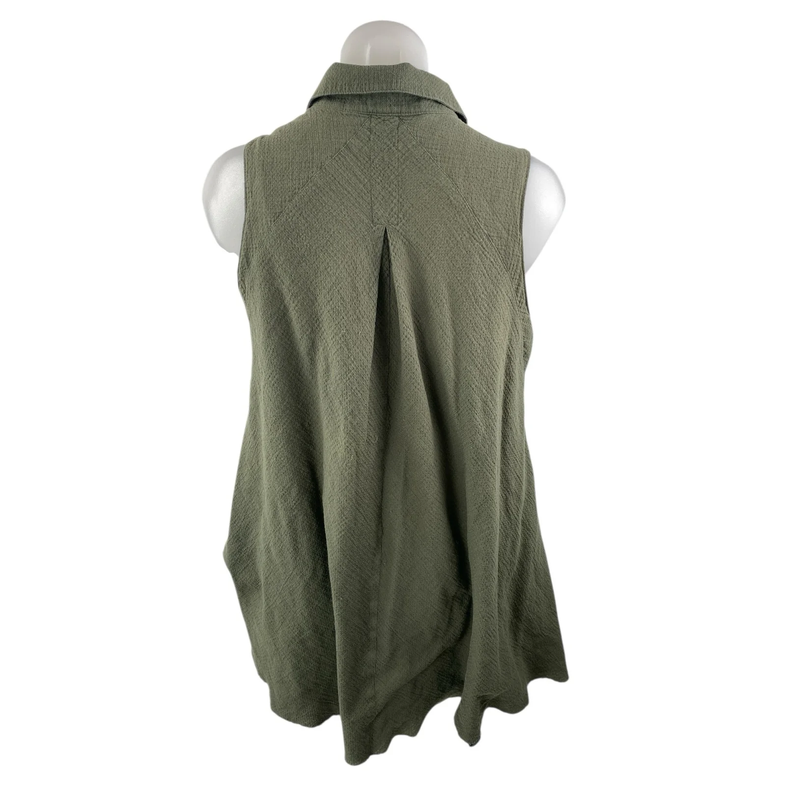Rachel Roy Women's Green Sleeveless Button Down Swing Shirt Tunic Top Size M - Image 3