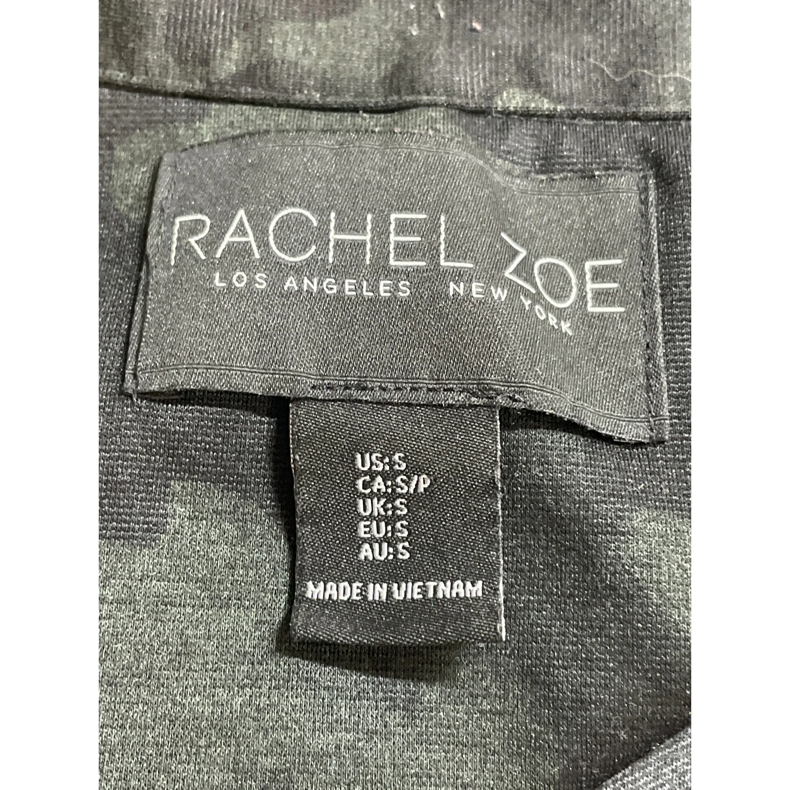 Rachel Zoe Black Green Camo Army Long Sleeve Open Blazer Coat Jacket Size S - Image 5
