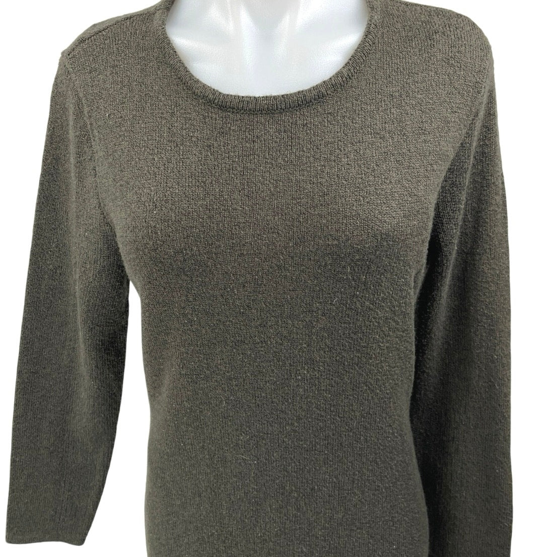 Rachel Zoe Olive Green Knit Long Sleeve Crew Neck Midi Shift Sweater Dress Sz XL - Image 3
