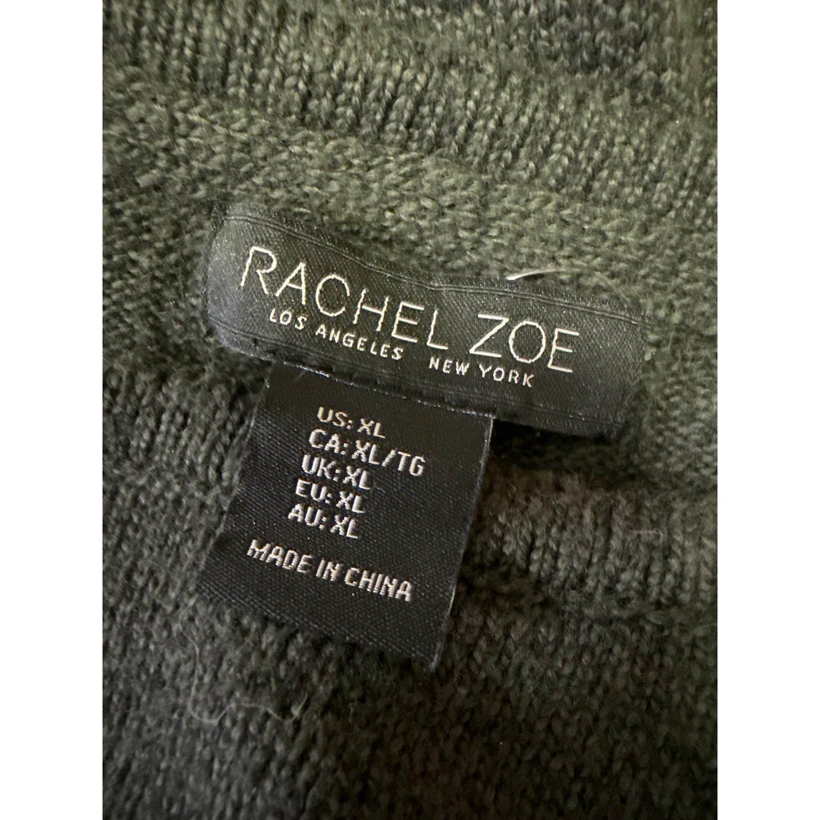 Rachel Zoe Olive Green Knit Long Sleeve Crew Neck Midi Shift Sweater Dress Sz XL - Image 4