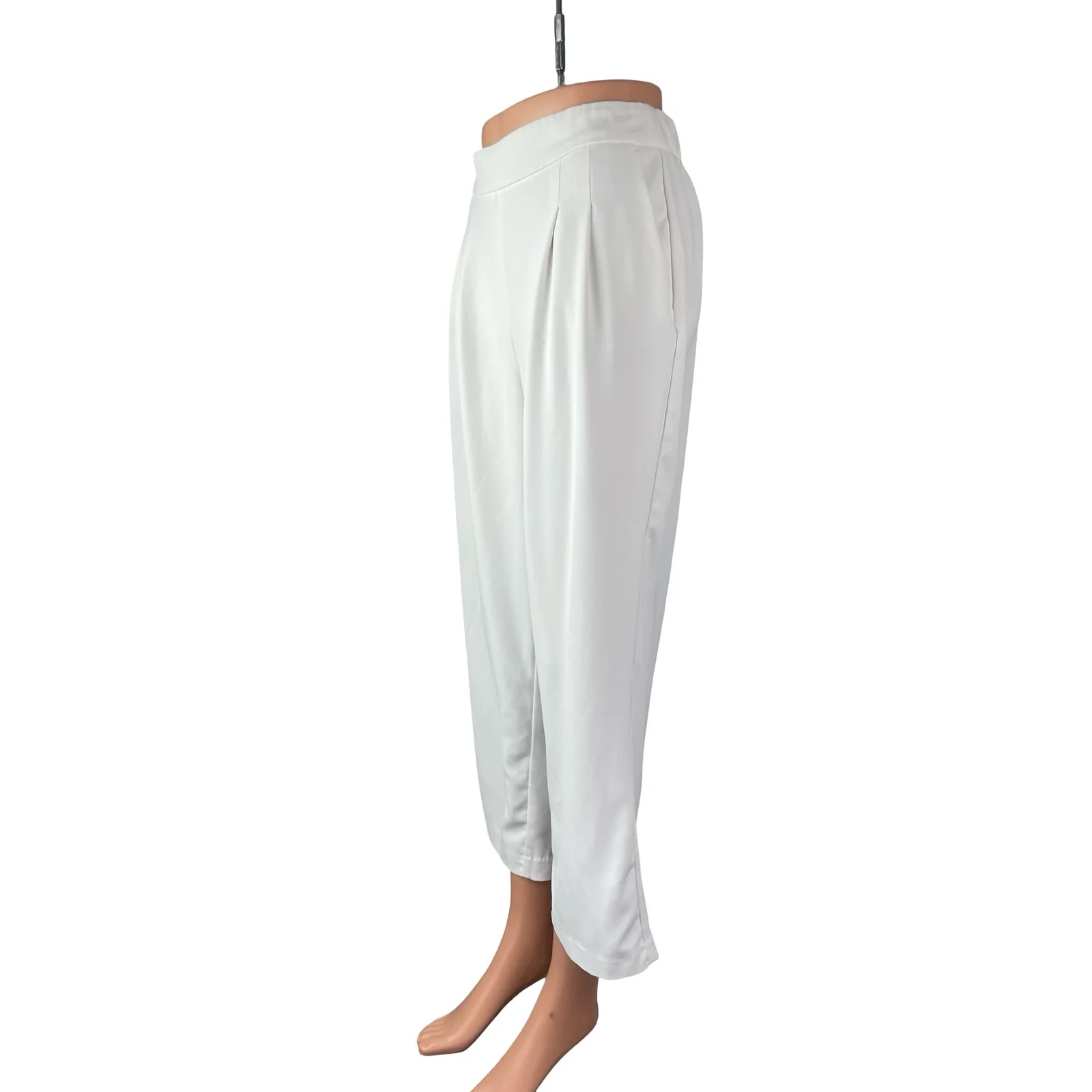 Rachel Zoe Women's White Pleated High Rise Palazzo Wide Leg Trousers Pants Sz 4 - Image 2