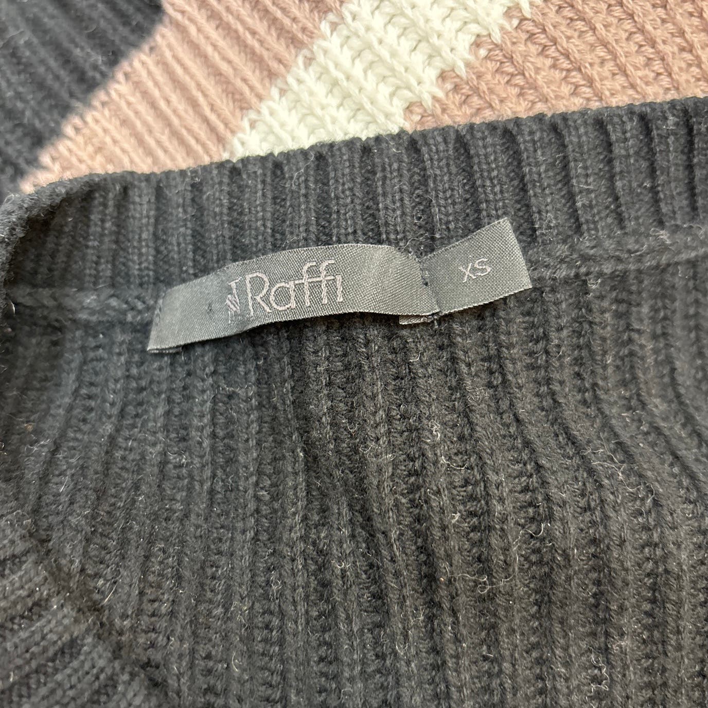 Raffi Womens Black Multicolor Stripe Cashmere Colorblock Short Sweater Top XS - Image 5