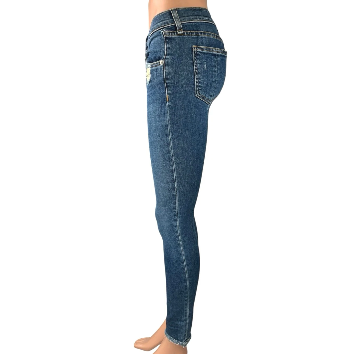 Rag & Bone Blue Skinny Distressed Low Rise Medium Wash Ankle Denim Jeans Size 25 - Image 2