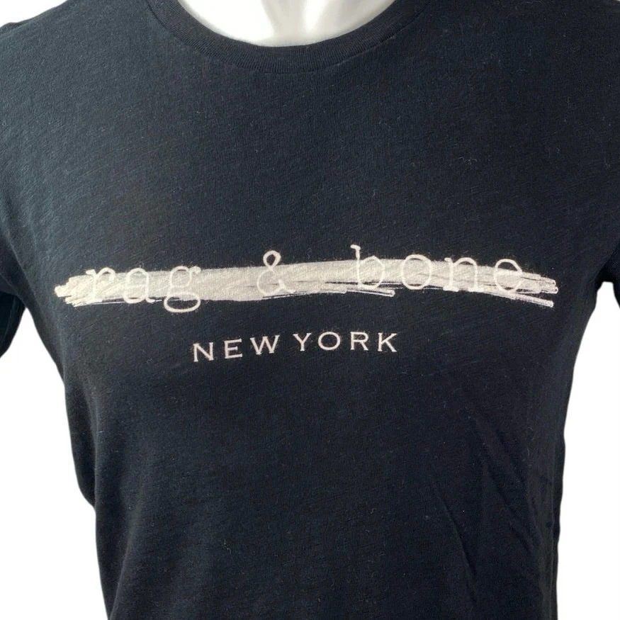 Rag & Bone Men's Black Logo Graphic Crew Short Sleeve T Shirt Tee Top Size S - Image 3