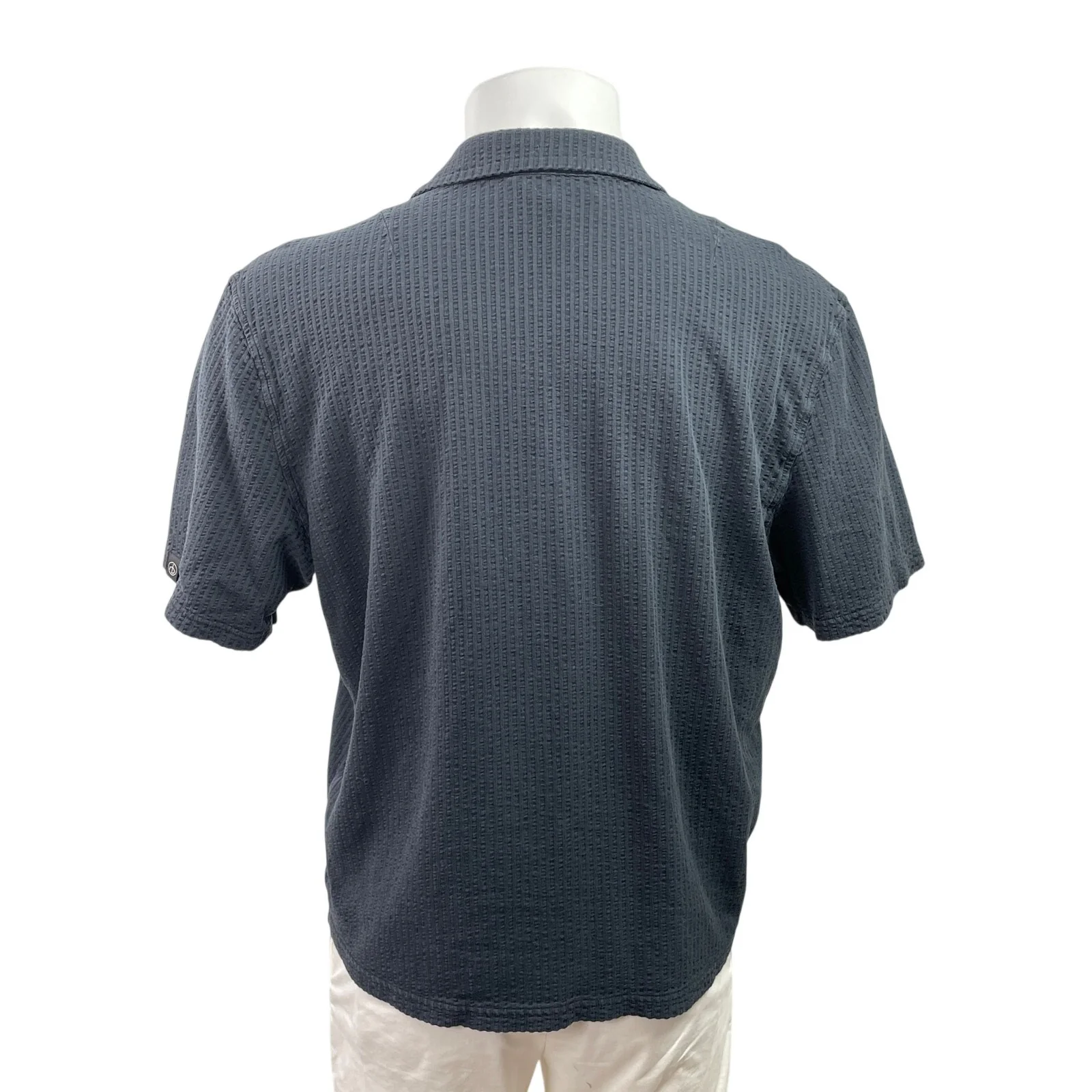 Rag & Bone Men's Blue Textured Short Sleeve Collared Button Down Shirt Top Sz L - Image 3