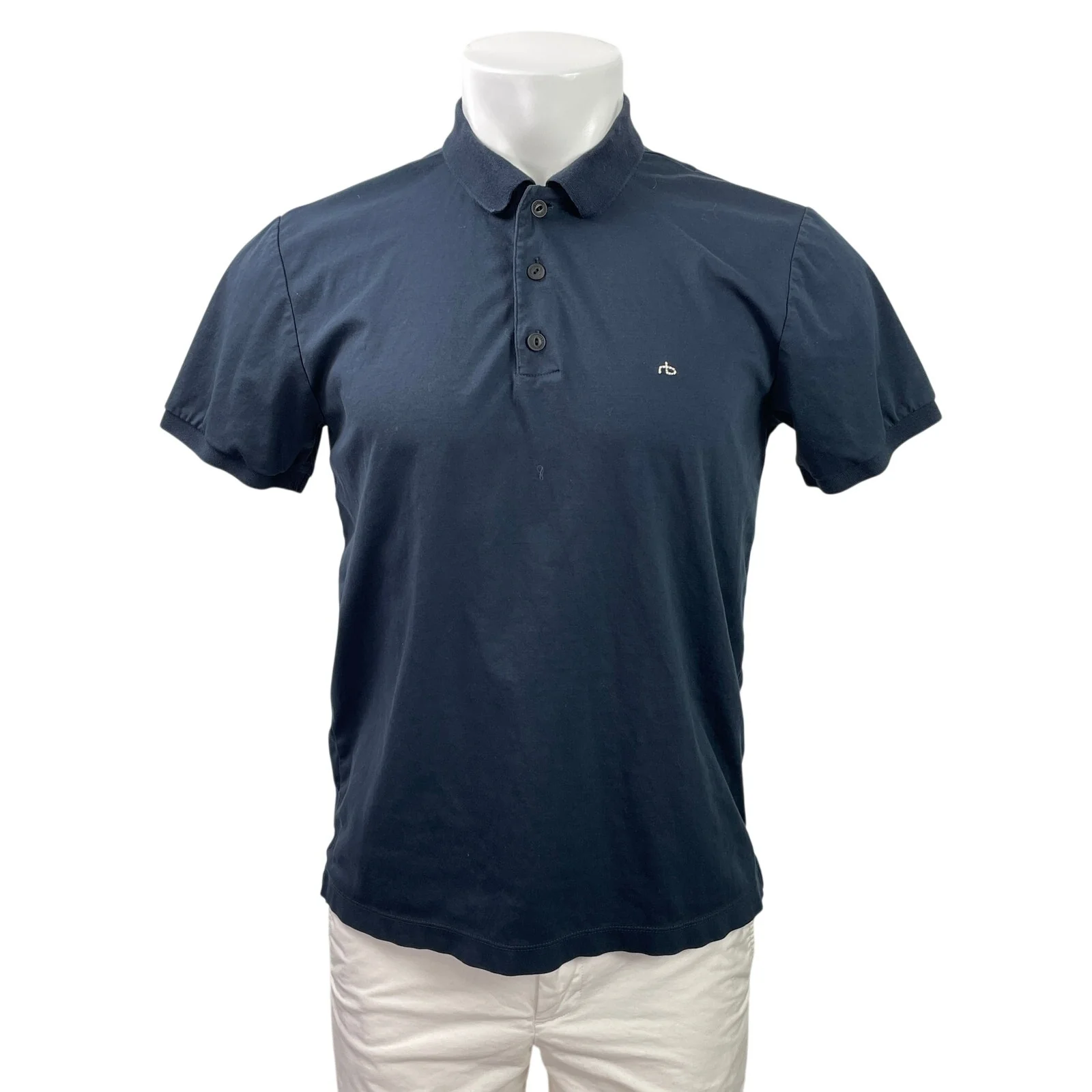 Rag & Bone Men's Navy Blue Short Sleeve Tennis Golf Casual Polo Shirt Top Size M