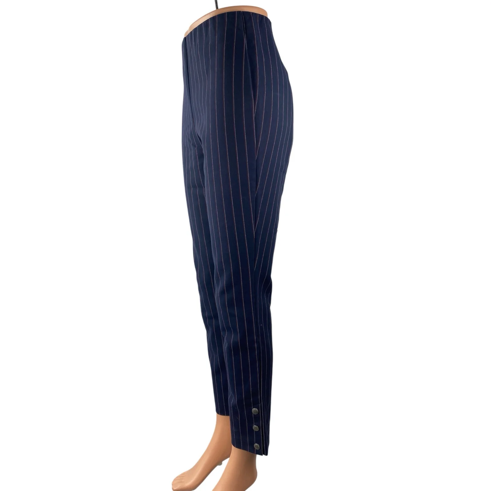 Rag & Bone Simone Snap Ankle Navy Blue Striped High Rise Skinny Trousers Pants 0 - Image 2