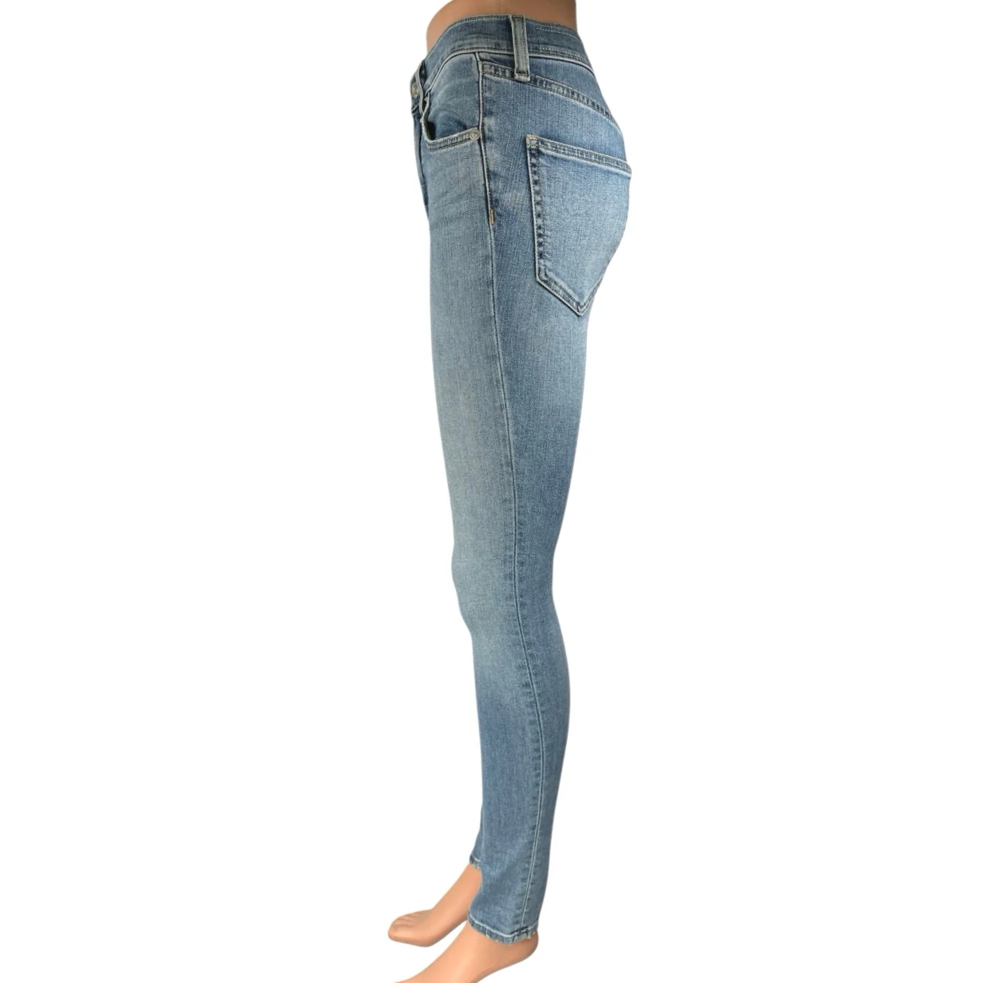 Rag & Bone Women's Blue Light Wash Mid Rise Casual Skinny Denim Jeans Size 24 - Image 2