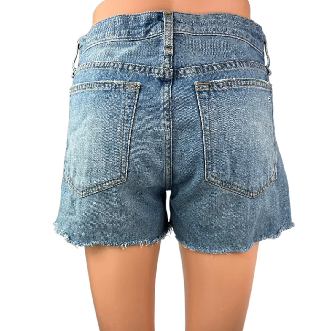 Rag & Bone Women's Blue Mid Rise Raw Hem Casual Denim Jean Shorts Size 25 - Image 3
