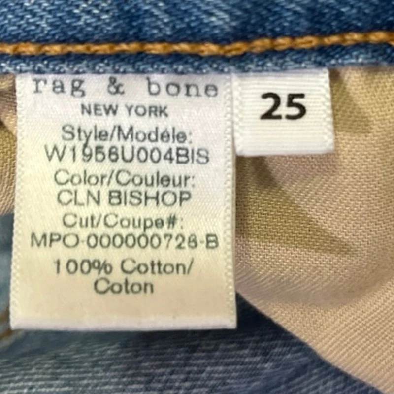 Rag & Bone Women's Blue Mid Rise Raw Hem Casual Denim Jean Shorts Size 25 - Image 5
