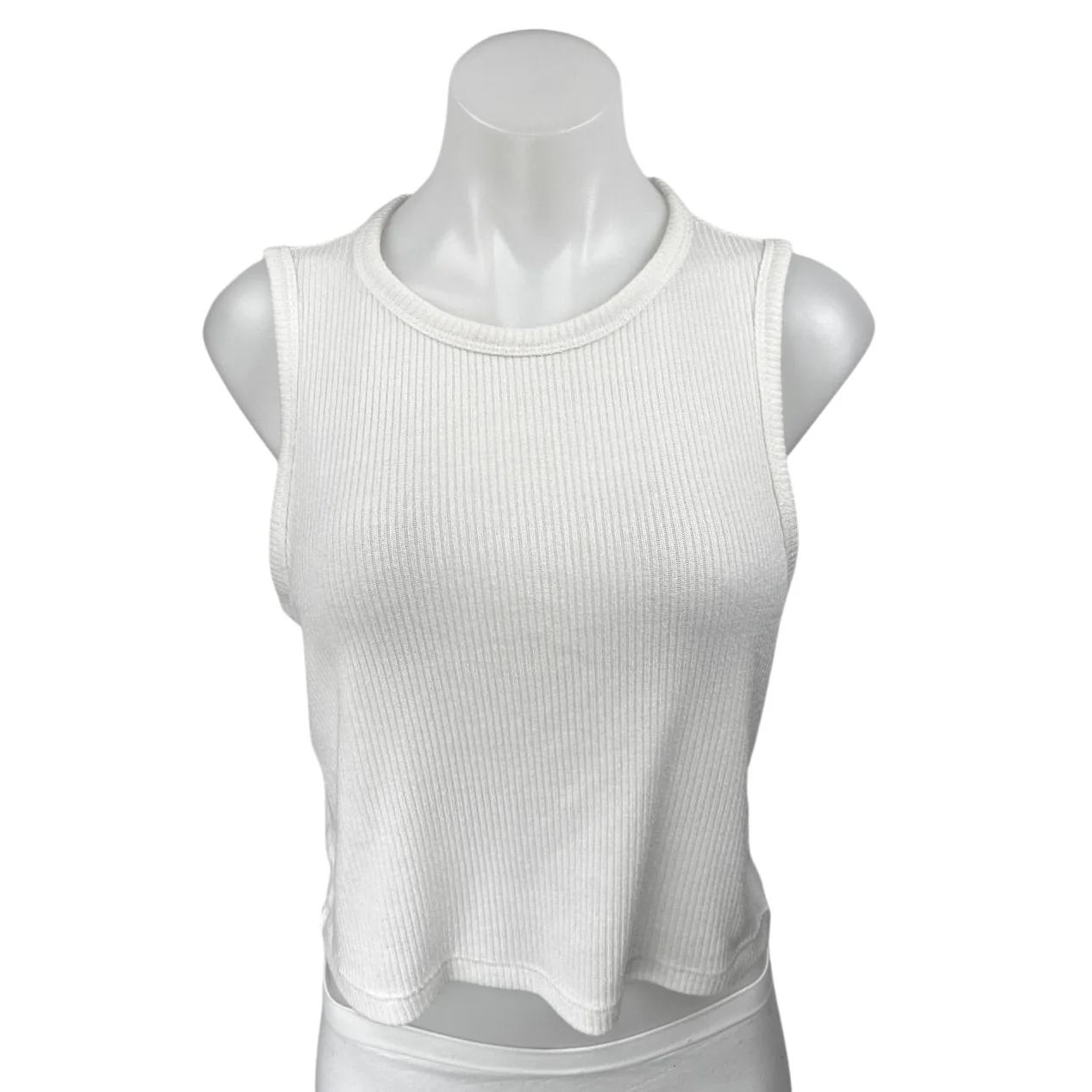 Rag & Bone Women's White Rib Knit Sleeveless Cami Camisole Crop Tank Top Size L