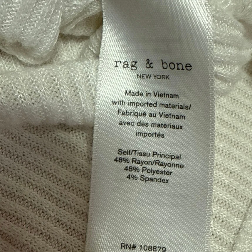 Rag & Bone Women's White Rib Knit Sleeveless Cami Camisole Crop Tank Top Size L - Image 4