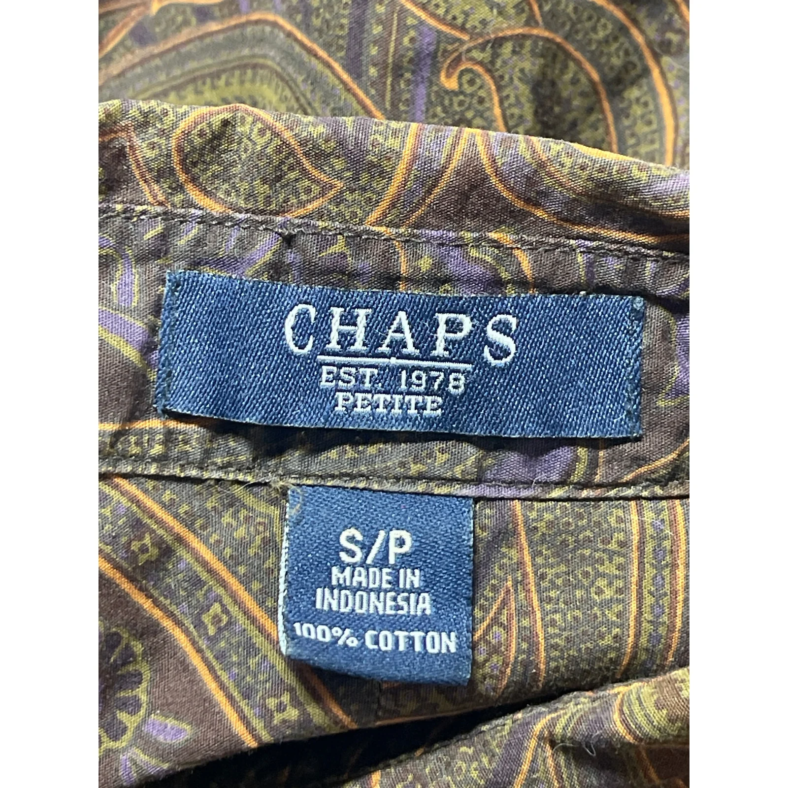 Ralph Lauren Chaps Women's Brown Paisley Long Sleeve Button Down Shirt Top Sz S - Image 3
