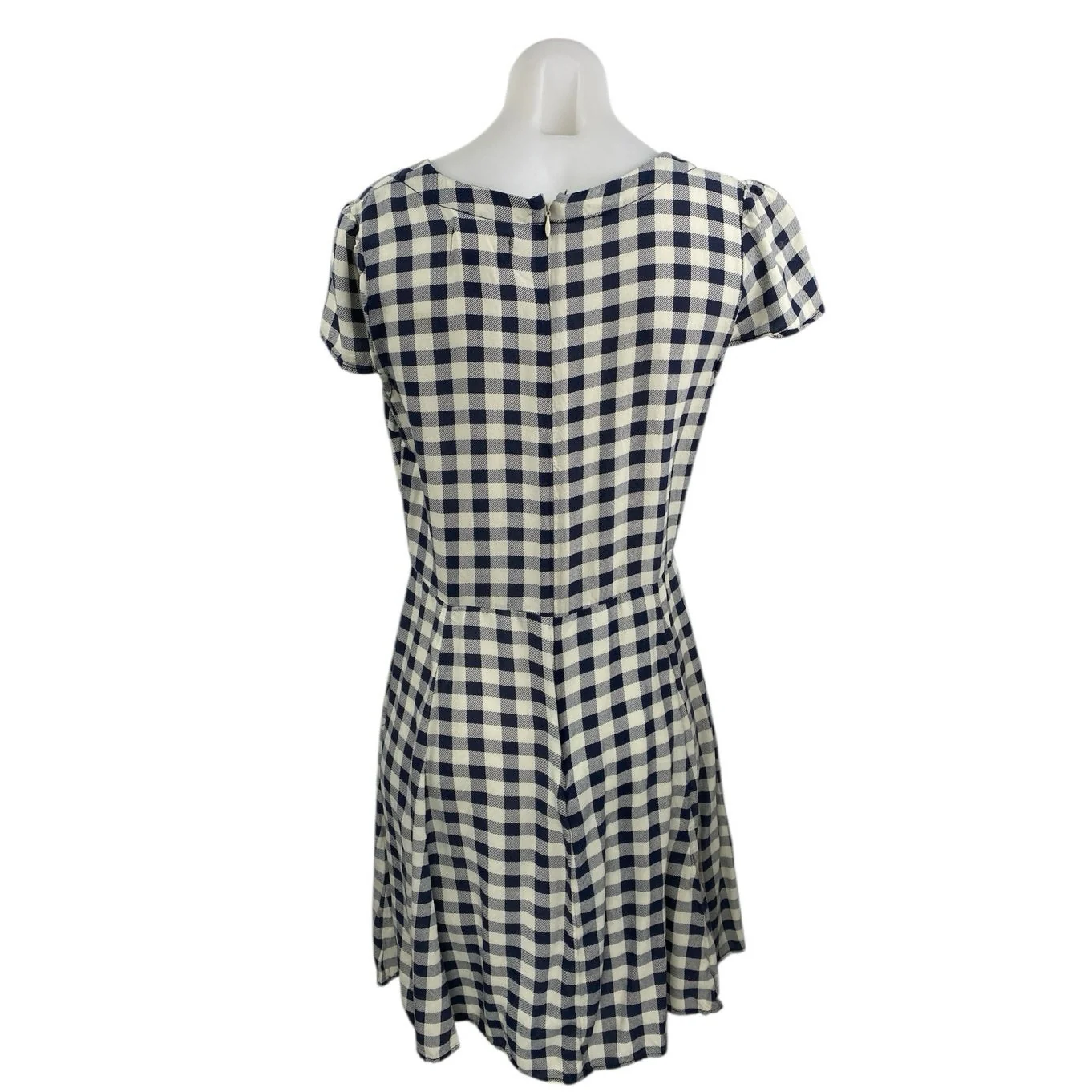 Ralph Lauren Denim & Supply Navy Blue Gingham Short Sleeve Lace Up Mini Dress 10 - Image 2
