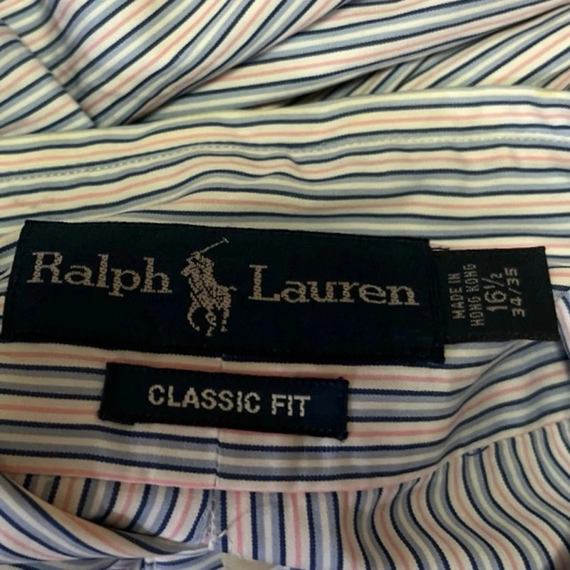 Ralph Lauren Men's Blue Classic Fit Long Sleeve Button Down Dress Shirt Top 16.5 - Image 5