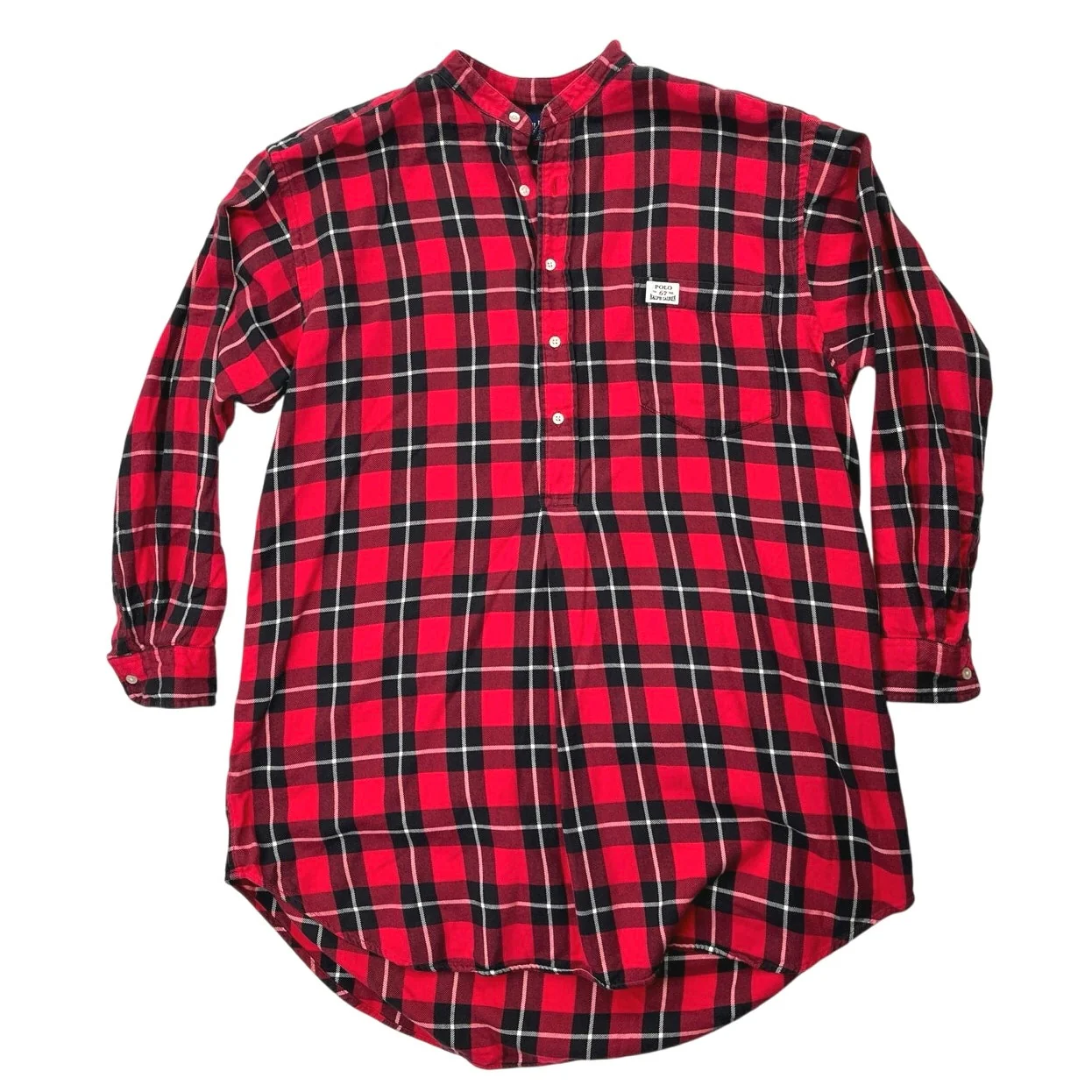 Ralph Lauren Men's Red Plaid Flannel Long Sleeve Button Sleepshirt Pajama Size L