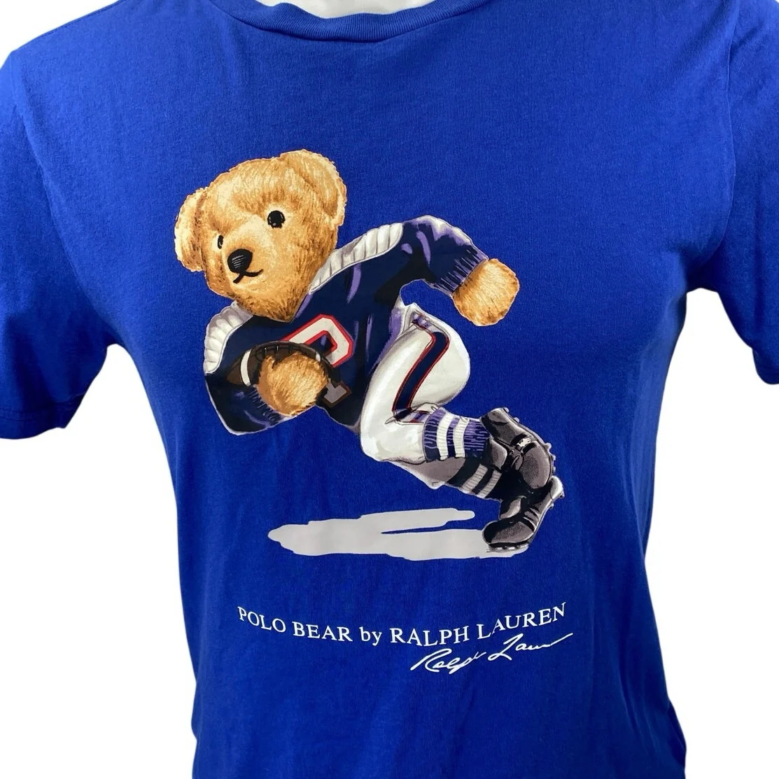 Ralph Lauren Polo Bear Blue Short Sleeve Crew Neck Graphic Tee T-Shirt Top Sz L - Image 3