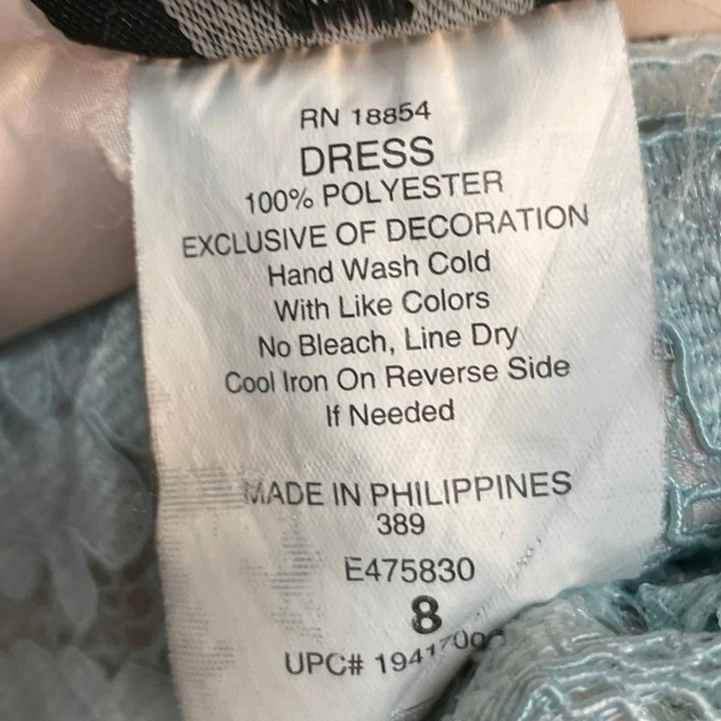 Rare Editions Girls Mint Green Floral Lace Sleeveless Fit & Flare Dress Size 8 - Image 4