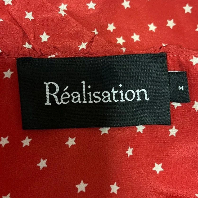 Realisation Par Alexandra Star 100% Silk Long Sleeve Ruffle Mini Wrap Dress Sz M - Image 3