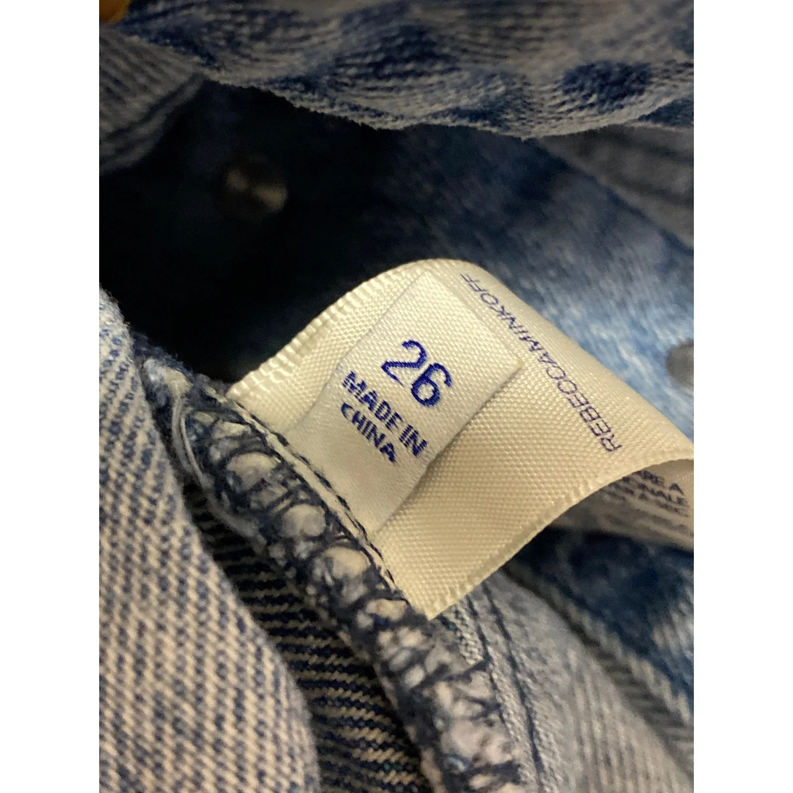 Rebecca Minkoff Blue Embroidered Leaf High Waist Button Fly Denim Jean Skirt 26 - Image 7