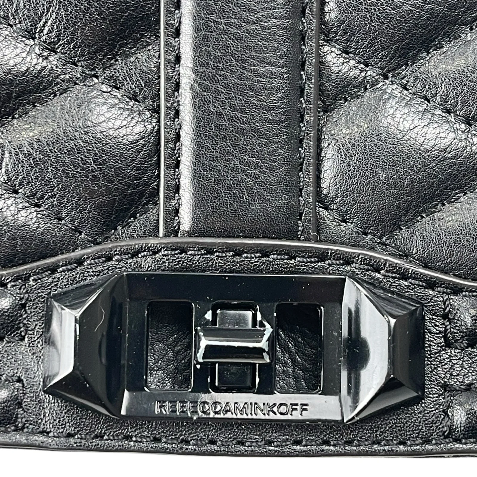 Rebecca Minkoff Love Quilted Leather Women's Black Chain Lock Crossbody Handbag - Image 11