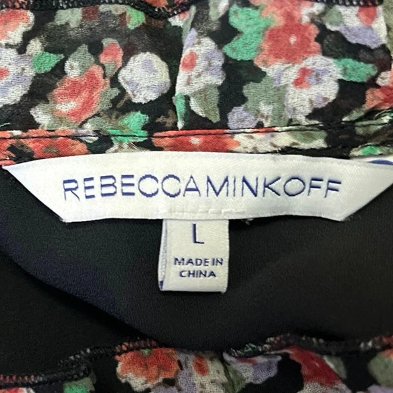 Rebecca Minkoff Rosemary Multicolor Floral Tiered Long Sleeve A-line Dress Sz L - Image 4