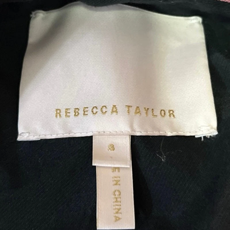 Rebecca Taylor Brown Wool Plaid Checkered Double Breasted Jacket Coat Blazer 8 - Image 4