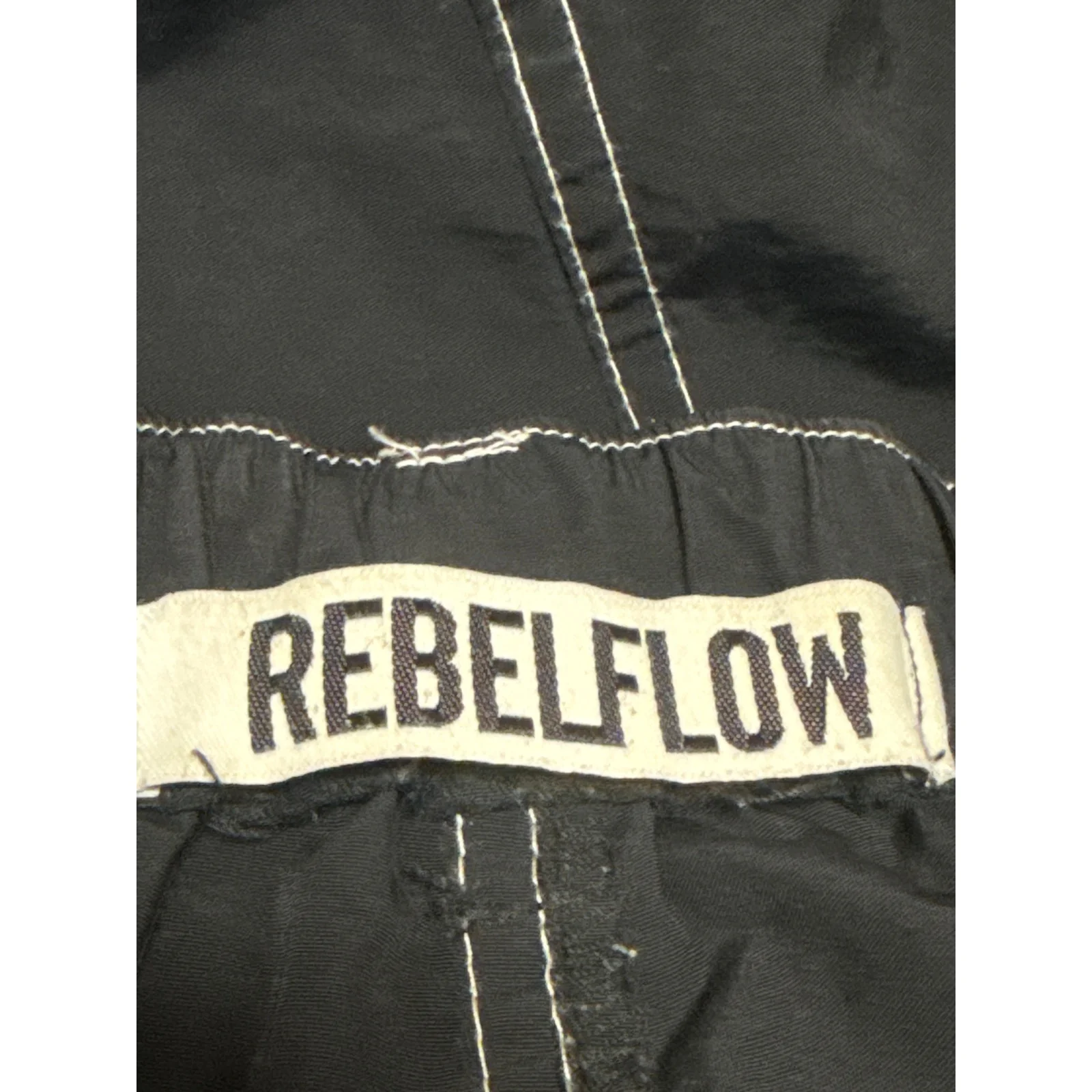 Rebelflow Black High Waisted Straight Palazzo Wide Leg Cargo Trousers Pants S - Image 4
