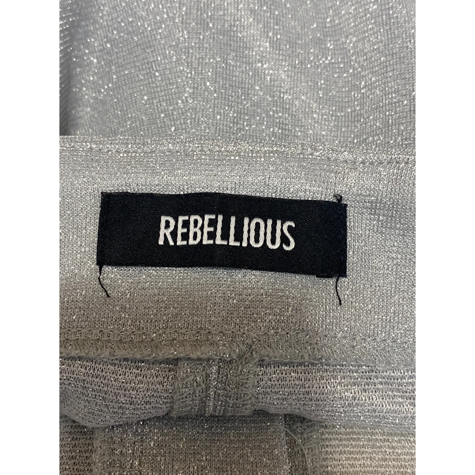 Rebellious Gray Silver Glitter Sparkly Shimmer Wide Leg Trousers Pants Size 8 - Image 5