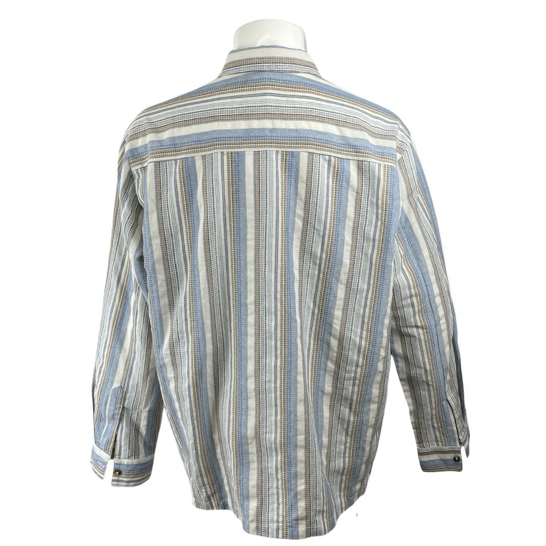 Reclaimed Vintage Men's Blue Striped Long Sleeve Henley Button Front Shirt L - Image 3